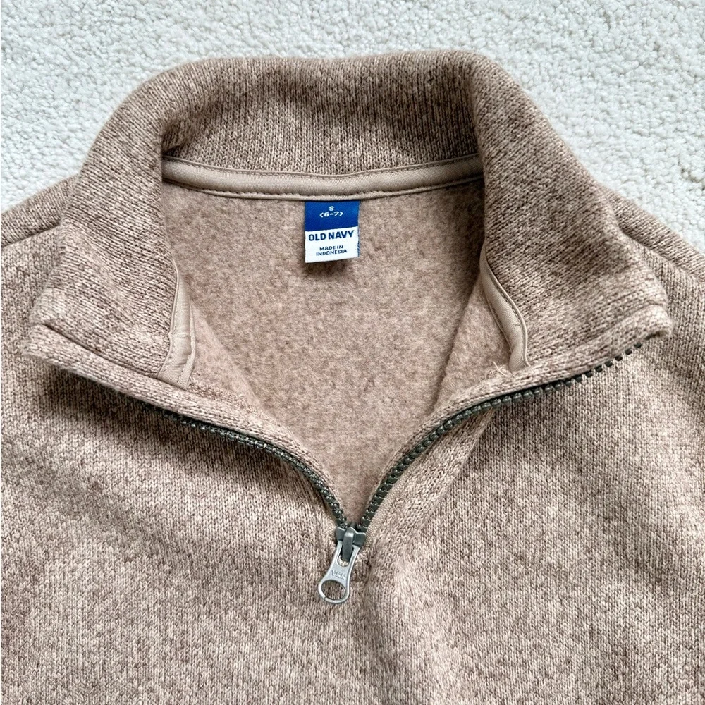 Old Navy Boys’ Tan Half-Zip Sweater - Picture 4 of 5